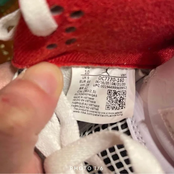 Air Jordan 4 Retro OG 'Fire Red' 2020 size 10
